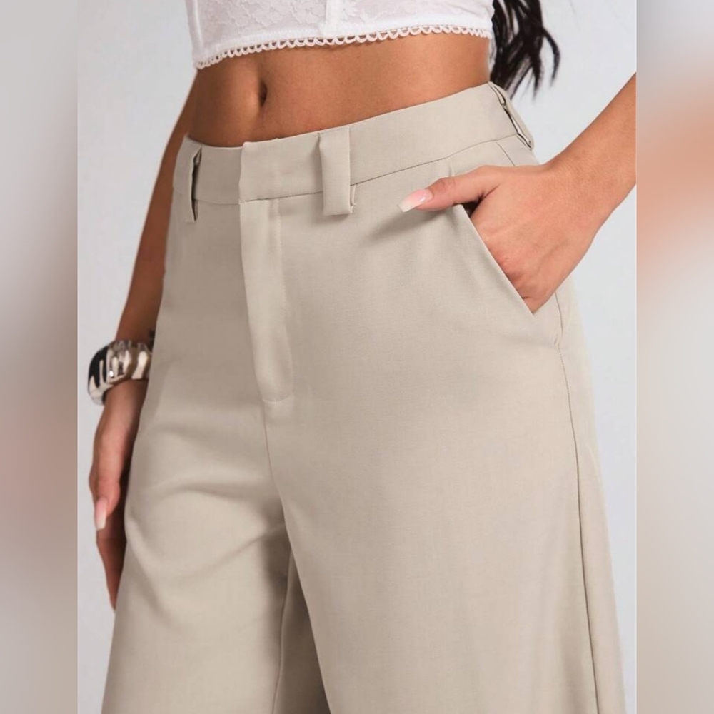 NWT SHEIN BAE Women's Button Pocket Simple Low-Waist Long Cuffed Pants Size 4 - Picture 4 of 8